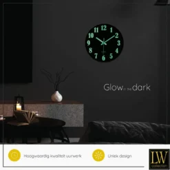 Wandklok glow in the dark 30cm