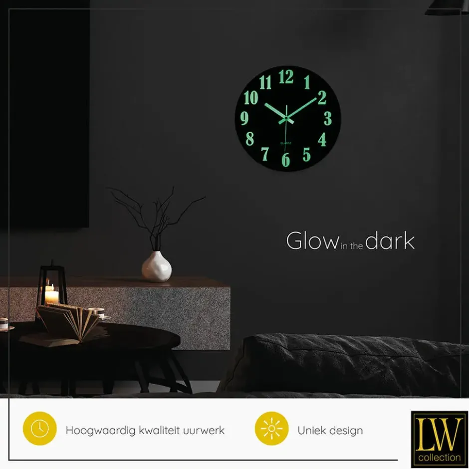 Wandklok glow in the dark 30cm