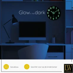 Wandklok glow in the dark 30cm