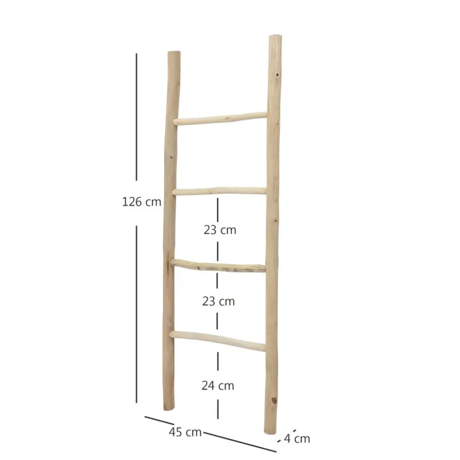 Wandplank ladder 4 niveaus van massief hout