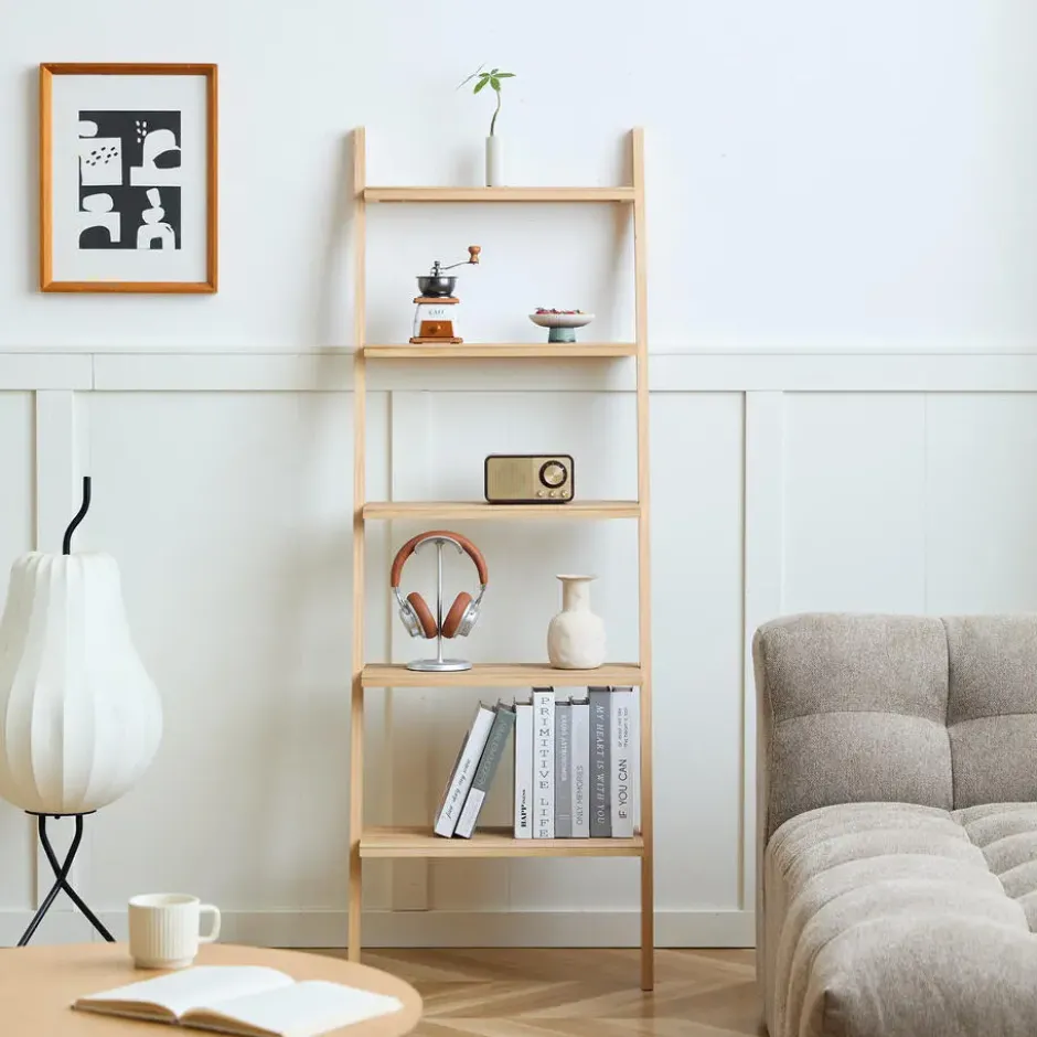 Wandplank Ladder van Massief Natuurlijk Hout