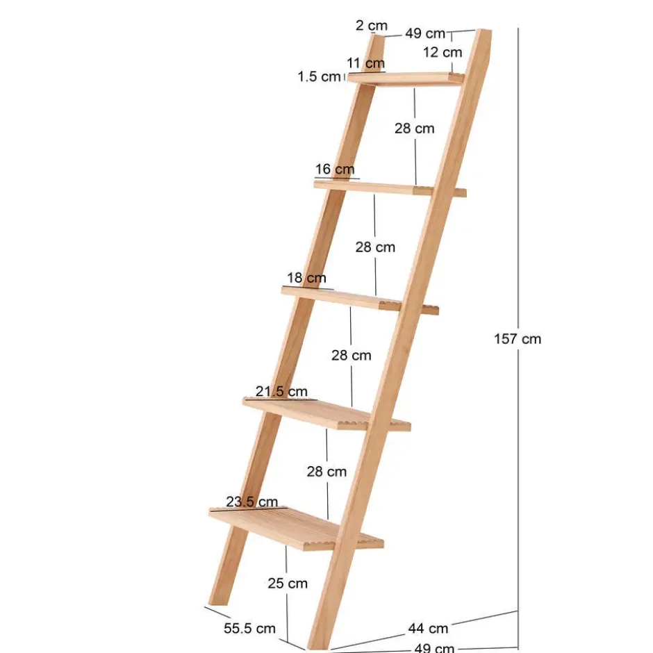 Wandplank Ladder van Massief Natuurlijk Hout