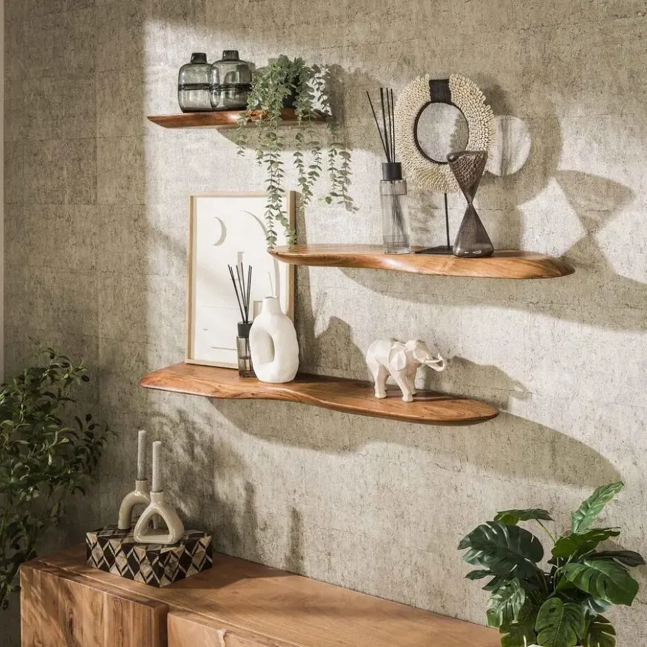 Wandplank Naturel Acaciahout - 120x20x4cm - Organic