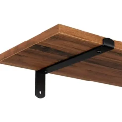 Wandplank, set van 2, 60 x 20 x 7 cm, zwevende plank, bruin-zwart