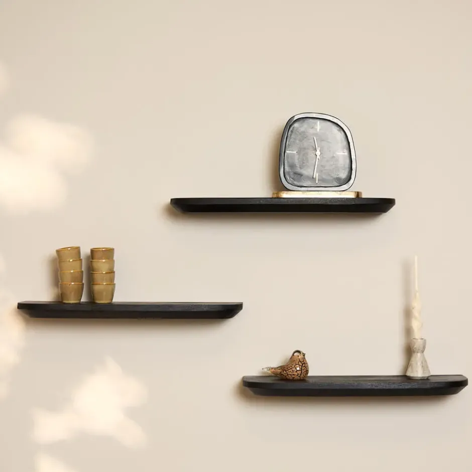 Wandplank Zwart - Set van 3 - 60x20x15cm - Gusta