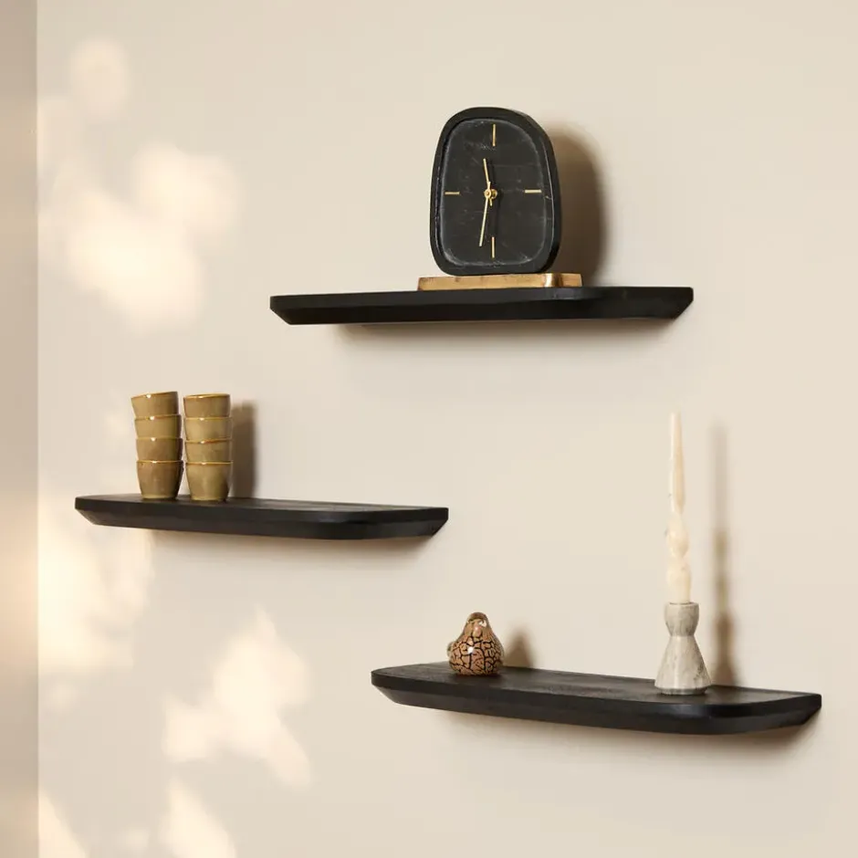 Wandplank Zwart - Set van 3 - 60x20x15cm - Gusta