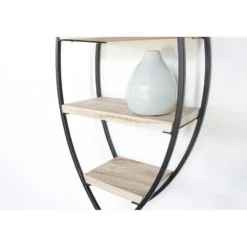 Wandrek ovaal met 4 houten plankjes - 26x60 cm