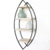 Wandrek ovaal met 4 houten plankjes - 36x80cm