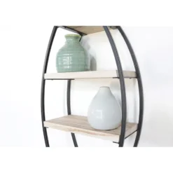 Wandrek ovaal met 4 houten plankjes - 36x80cm