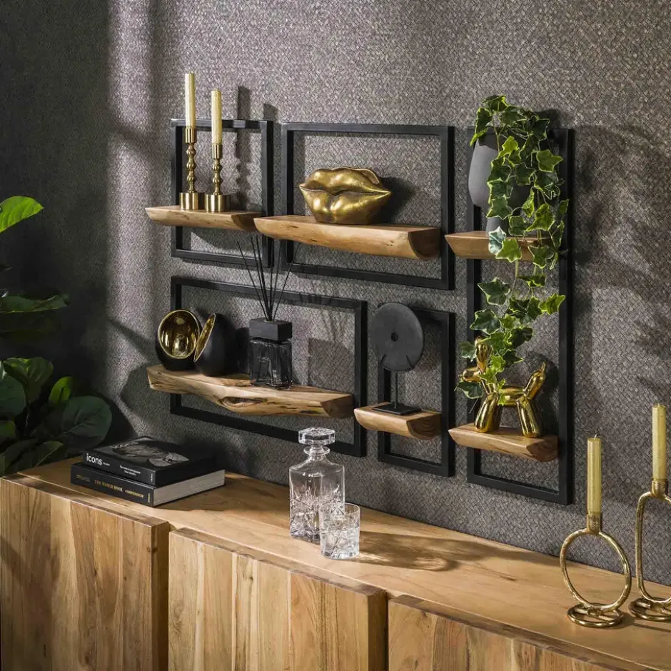 Wandrek Rechthoek - Naturel Acaciahout - Set Van 5
