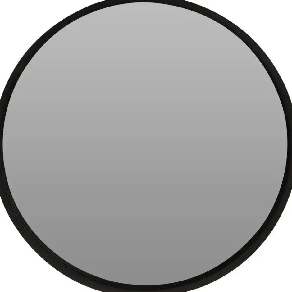Wandspiegel - rond - houten frame - zwart - D50 cm