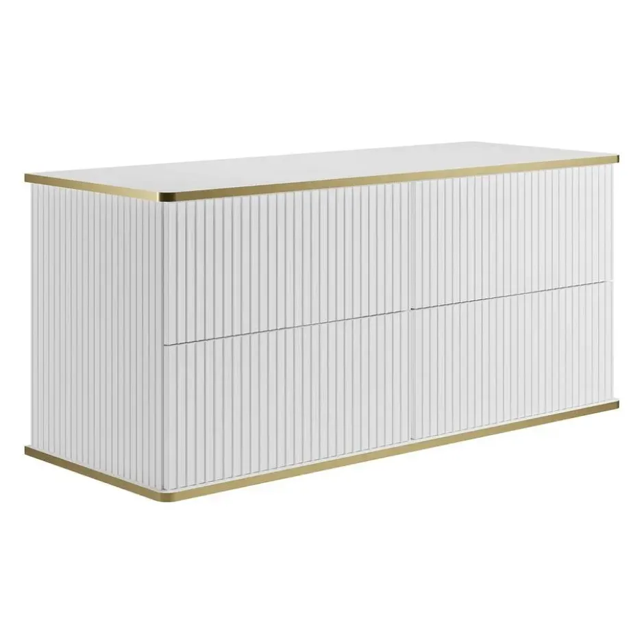 Wastafelmeubel KELIZA - 120 cmx47 cmx54 cm - Wit Hout paneel