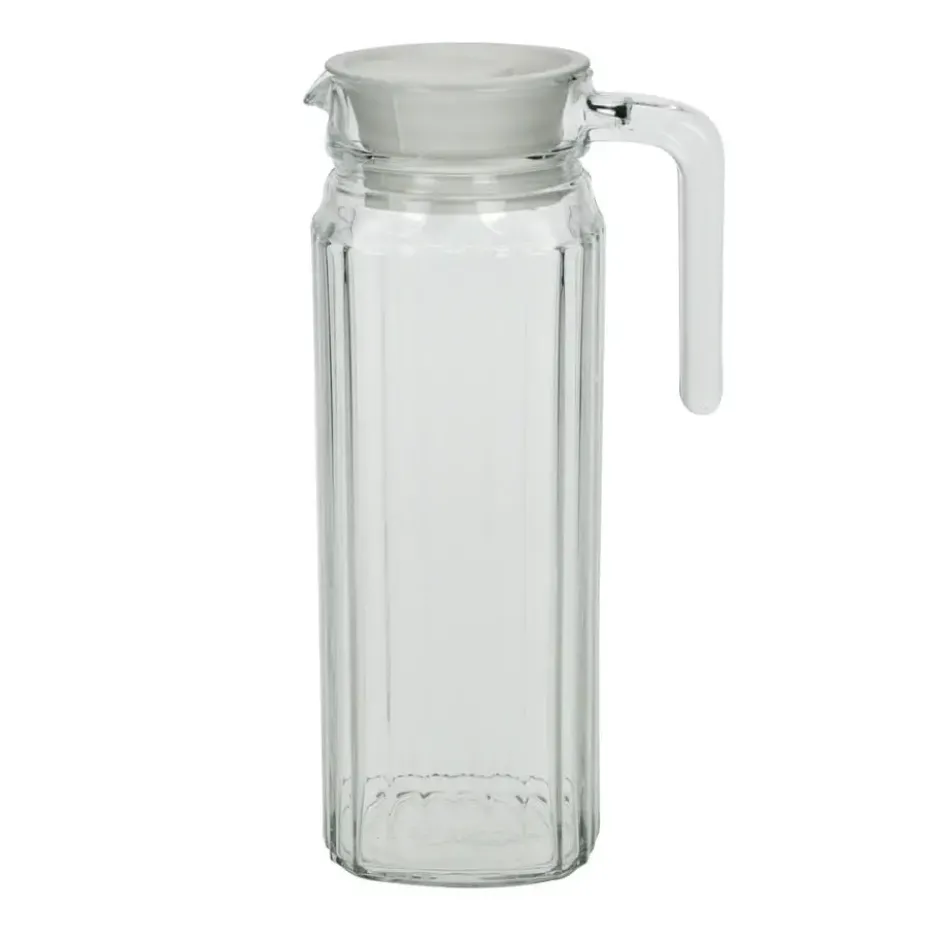Waterkan - met deksel - 1,1L - glas - schenkkan - waterkaraf