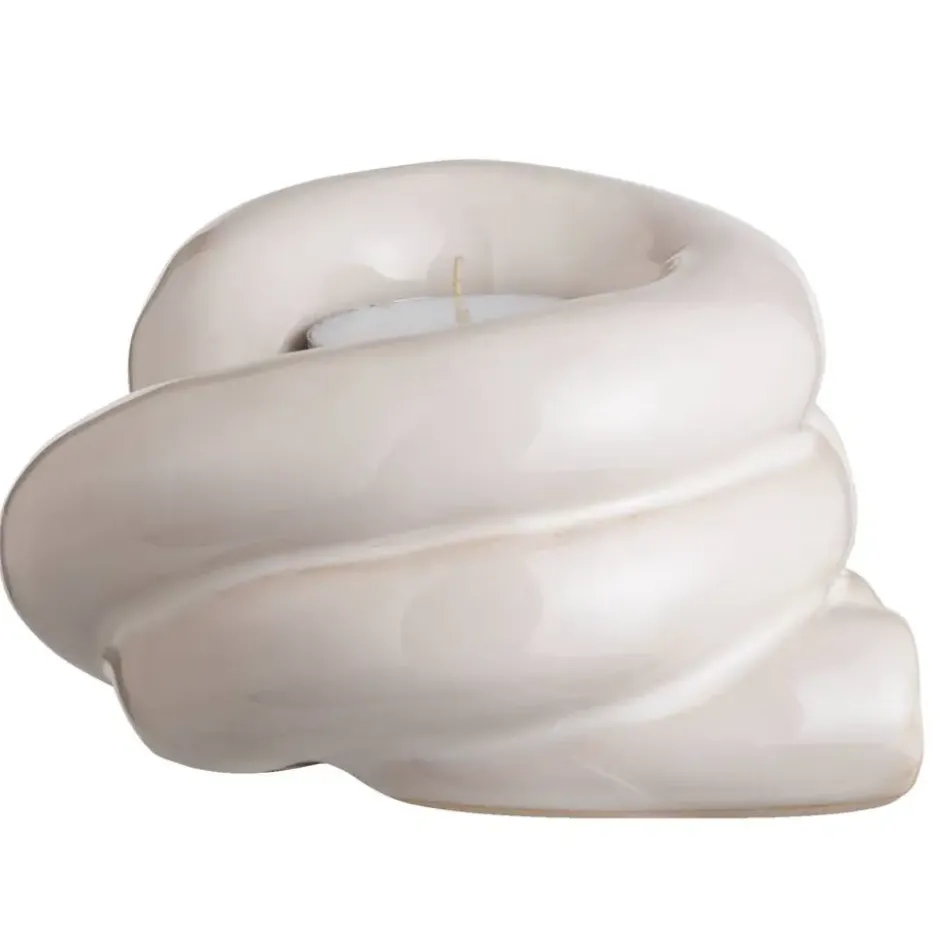 Waxinelichthouder Fleurie - off-white - 7,3x10,5x12,5 cm