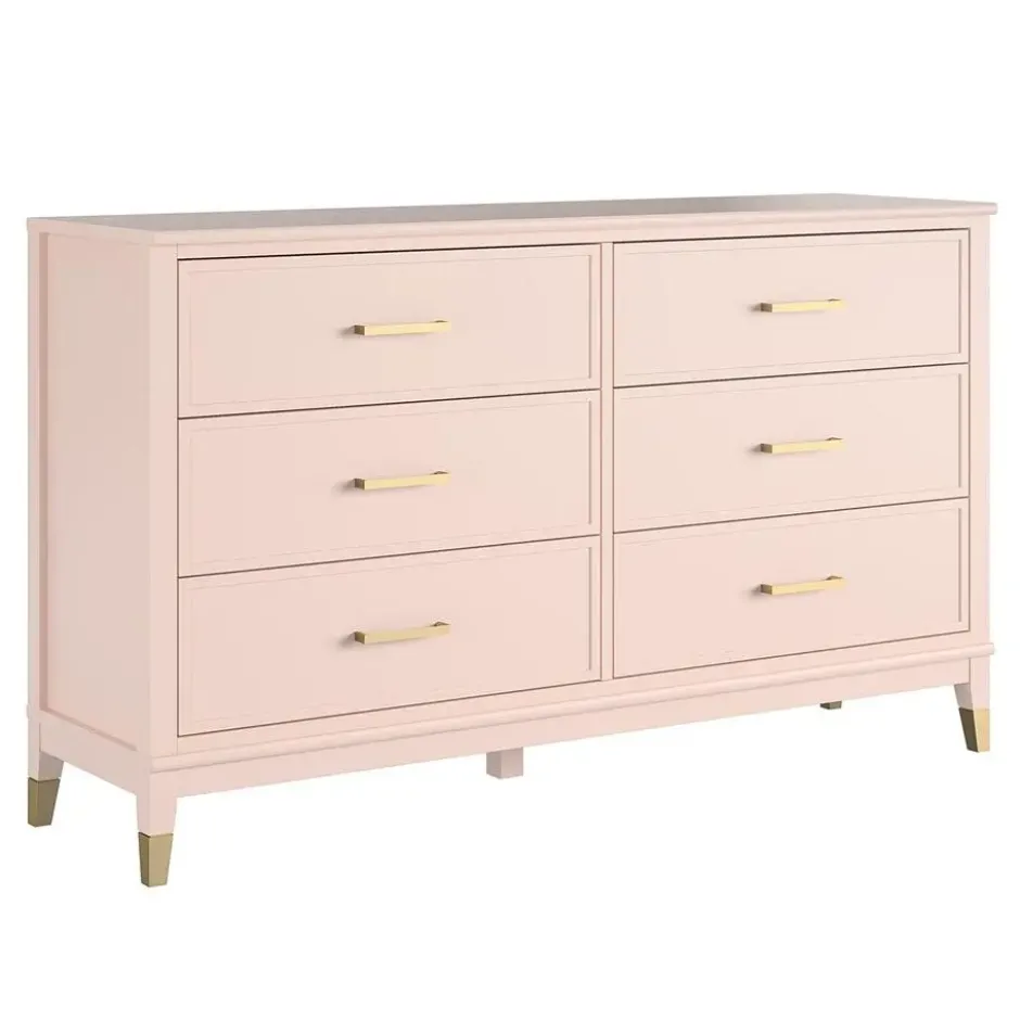 Westerleigh - Commode met 6 laden in roze MDF