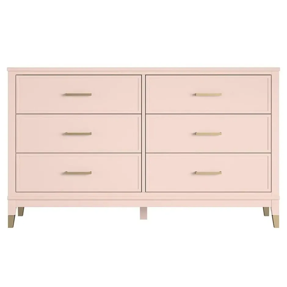 Westerleigh - Commode met 6 laden in roze MDF