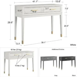Westerleigh - Consoletafel met 2 laden in zwart MDF