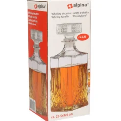 Whisky karaf - glas - 800 ml - kristalglas look - 9x23,5 cm