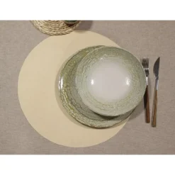 Wicotex Placemats Uni - creme - rond 38 cm - Teflon coating