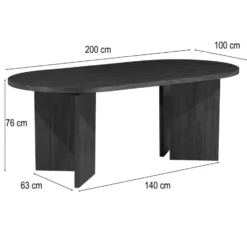 Wigan eettafel 200x100 cm eikenlook – 10-persoons ruime tafel