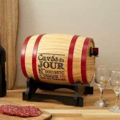 Wijndispenser met kraantje - 5L - glas - wijnvat - hout