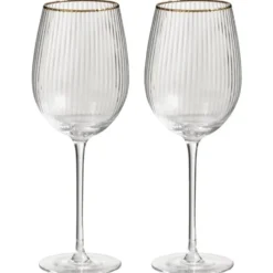 Wijnglazen Camille - transparant/goudkleur - 570 ml - 2 stuks