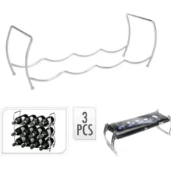 Wijnrek - 3-delig - 42 x 16 cm- stapelbaar - voor 12 wijnflessen