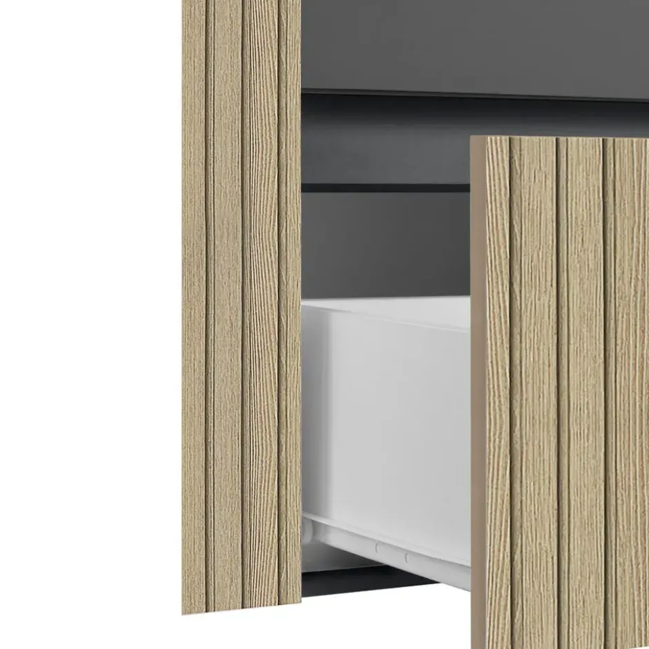 Wisla - Wastafelonderkast 80 cm met 1 deur 1 lade 1 klep in antraciet eikenoptik