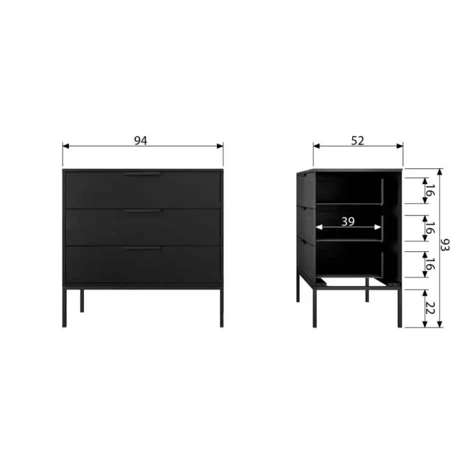 WOOOD Adam Ladekast - Grenen - Zwart - 93x94x52