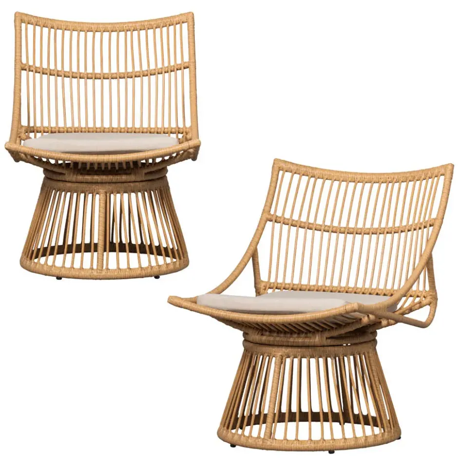 WOOOD Alatna Tuinstoelen - Wicker - Naturel - Set van 2