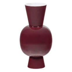 WOOOD Auri Vaas 20 CM - Metaal - Hoogglans Wijnrood - 38x20x20