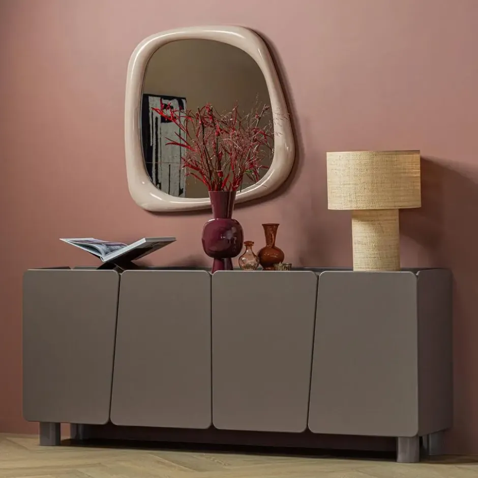 WOOOD Auri Vaas 20 CM - Metaal - Hoogglans Wijnrood - 38x20x20
