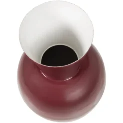 WOOOD Auri Vaas 20 CM - Metaal - Hoogglans Wijnrood - 38x20x20