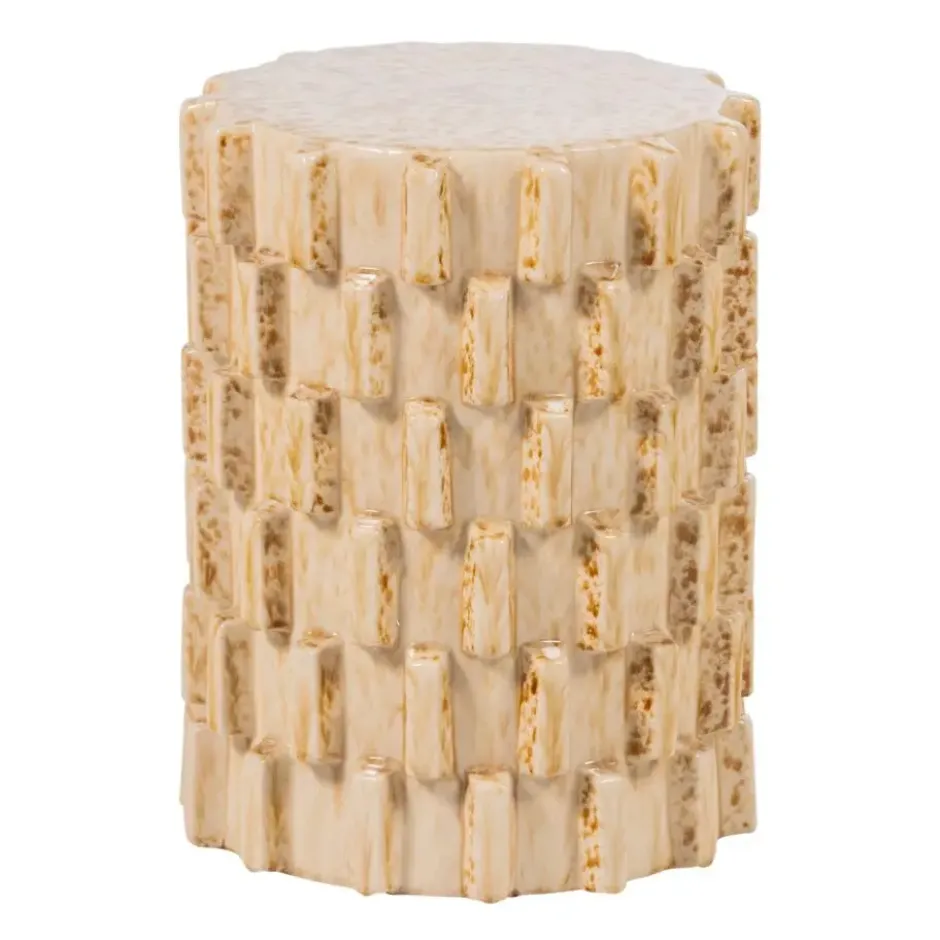 WOOOD Axu Decoratieve Bijzettafel Ø 35 CM - Keramiek - Zand - 45x35x35