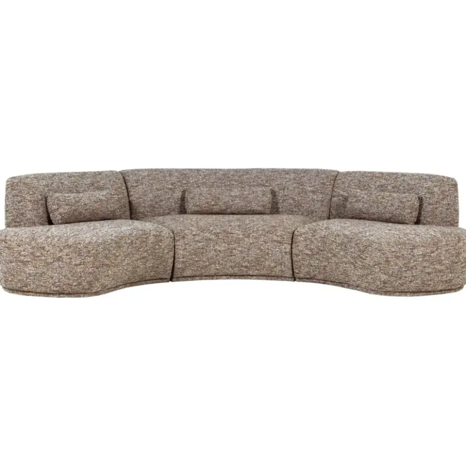WOOOD Batavier Half Ronde Bank 6-Zits - Polyester - Lichtbruin Melange
