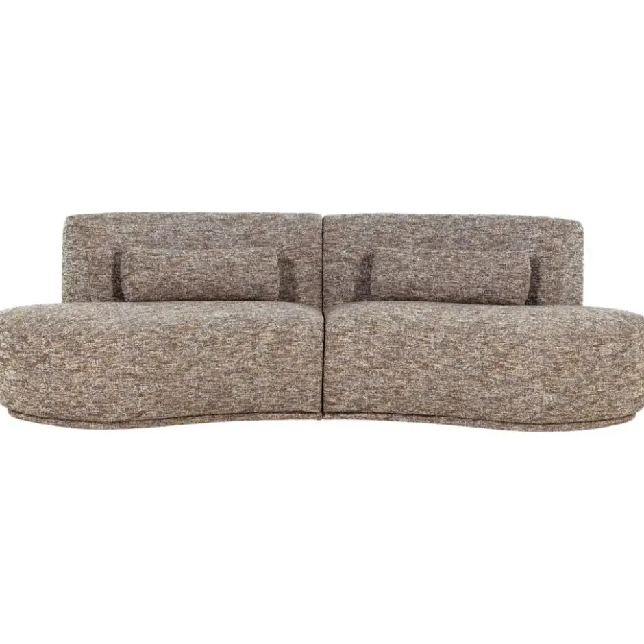 WOOOD Batavier Half Ronde Bank 4-Zits - Polyester - Lichtbruin