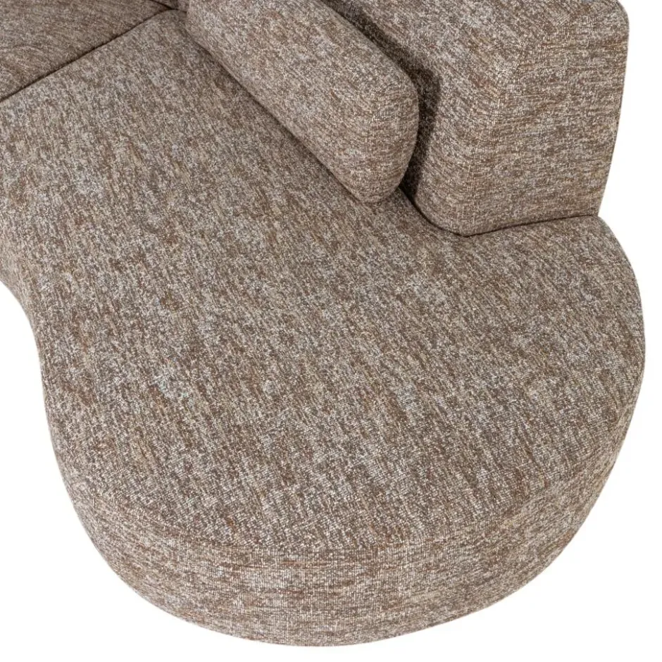 WOOOD Batavier Half Ronde Bank 4-Zits - Polyester - Lichtbruin
