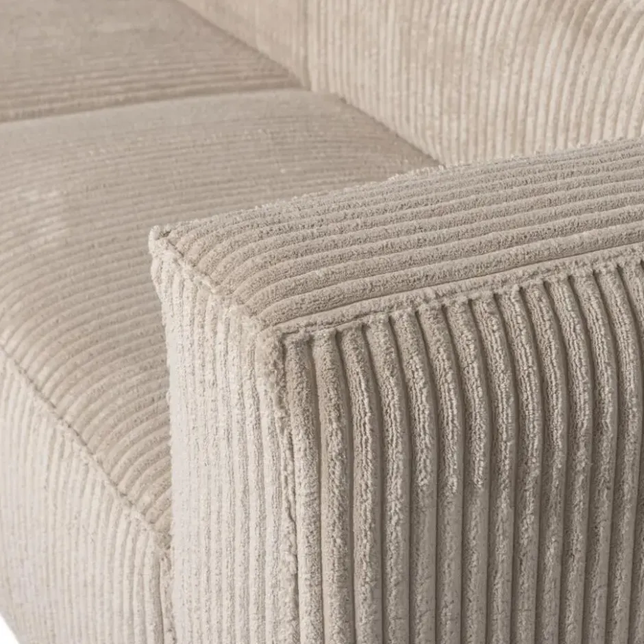 WOOOD Bean Chaise Longue Bank Links - Ribstof - Travertin - 73x254x178
