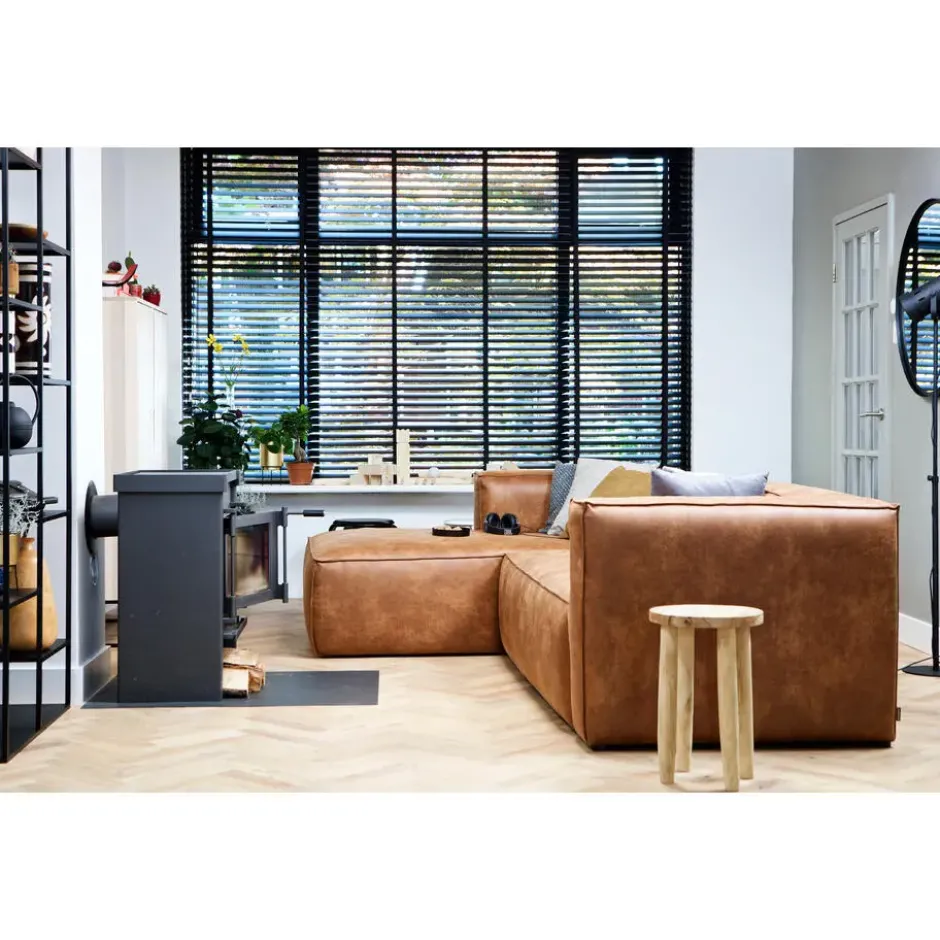 WOOOD Bean Hoekbank Links - Ecoleer - Cognac - 73x305x96