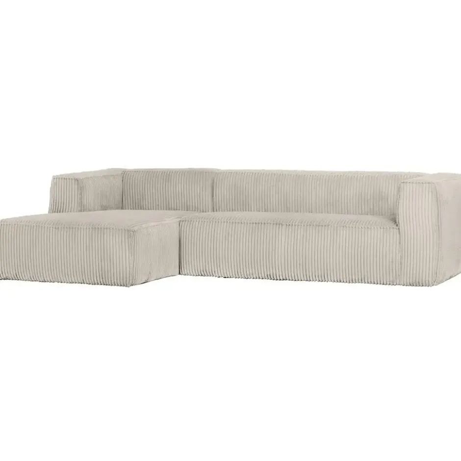 WOOOD Bean Hoekbank Links - Ribstof - Naturel - 73x305x96