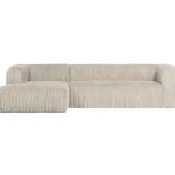 WOOOD Bean Hoekbank Links - Ribstof - Naturel - 73x305x96