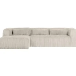 WOOOD Bean Hoekbank Links - Ribstof - Naturel - 73x305x96