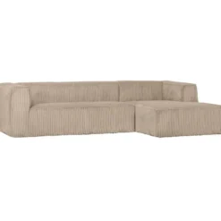 WOOOD Bean Hoekbank Rechts - Ribstof - Travertin - 73x305x96