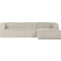 WOOOD Bean Hoekbank Rechts - Ribstof - Naturel - 73x305x96