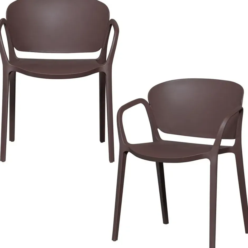 WOOOD Bent Tuinstoelen - Kunststof - Paars/Bruin - Set van 2