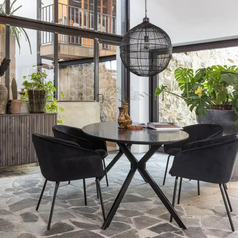 WOOOD Bruno Eettafel Ovaal - Mdf - Zwart - 75x220x100