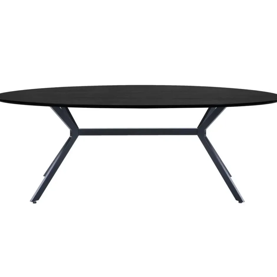 WOOOD Bruno Eettafel Ovaal - Mdf - Zwart - 75x220x100