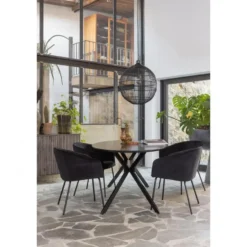 WOOOD Bruno Eettafel Ovaal - Mdf - Zwart - 75x220x100