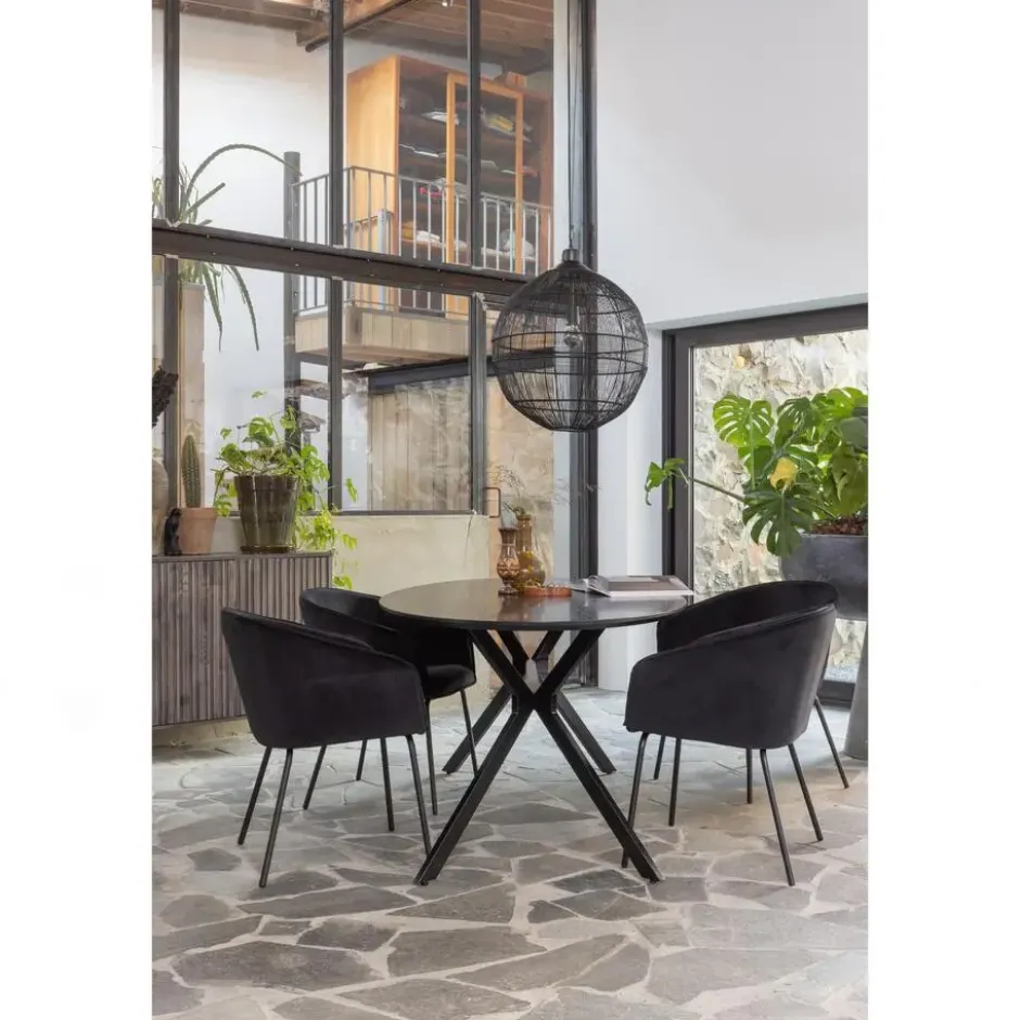 WOOOD Bruno Eettafel Ovaal - Mdf - Zwart - 75x220x100