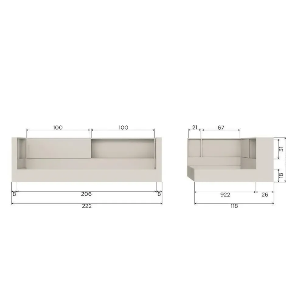WOOOD Carter Bedbank - Grenenhout - Wit - 90x200